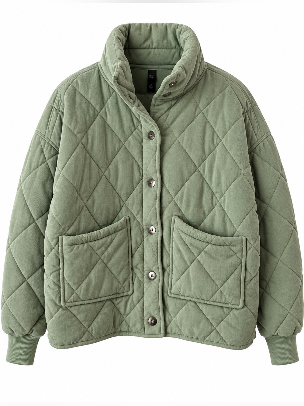 AYLA Quilted Coat Button Up Sage - Size S